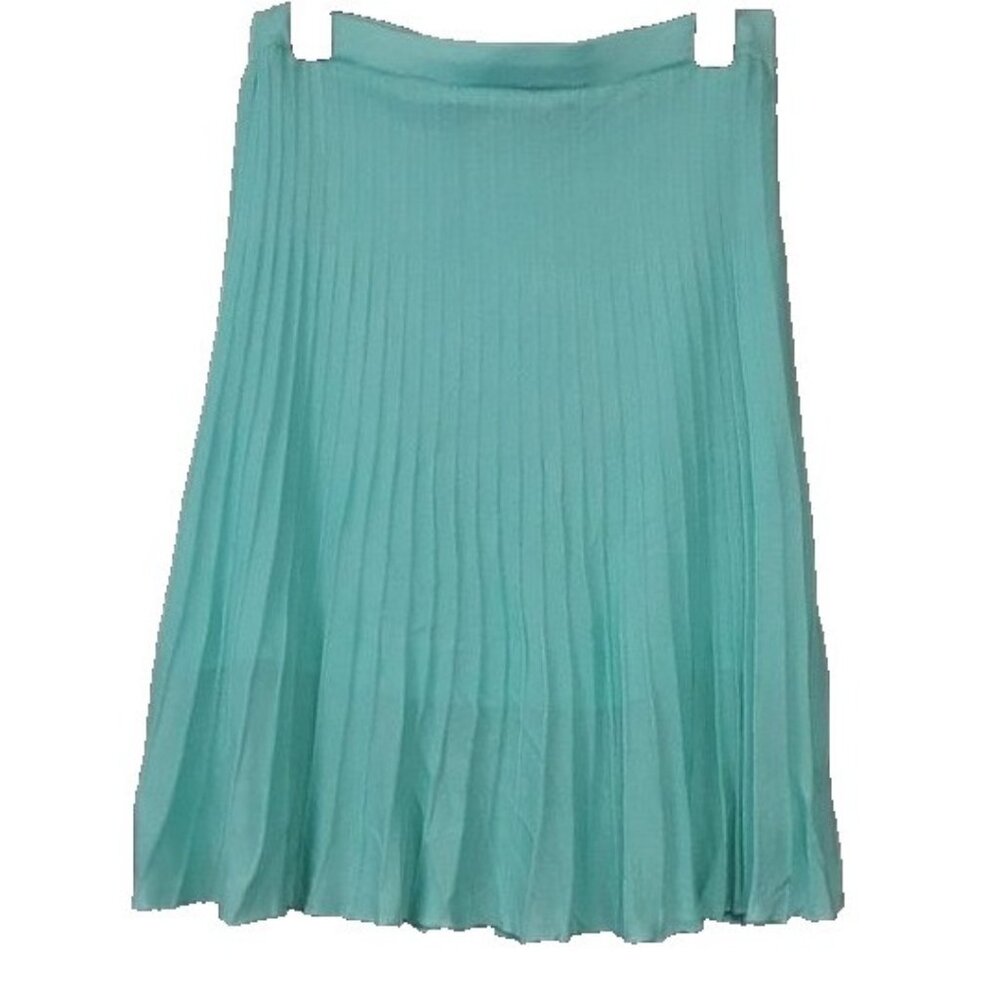 Charlotte Tarantola Womens Pleated A Line Skirt Medium Blue Knit Carrier Preppy